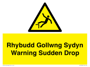 Rhybudd Gollwng Sydyn Warning Sudden Drop